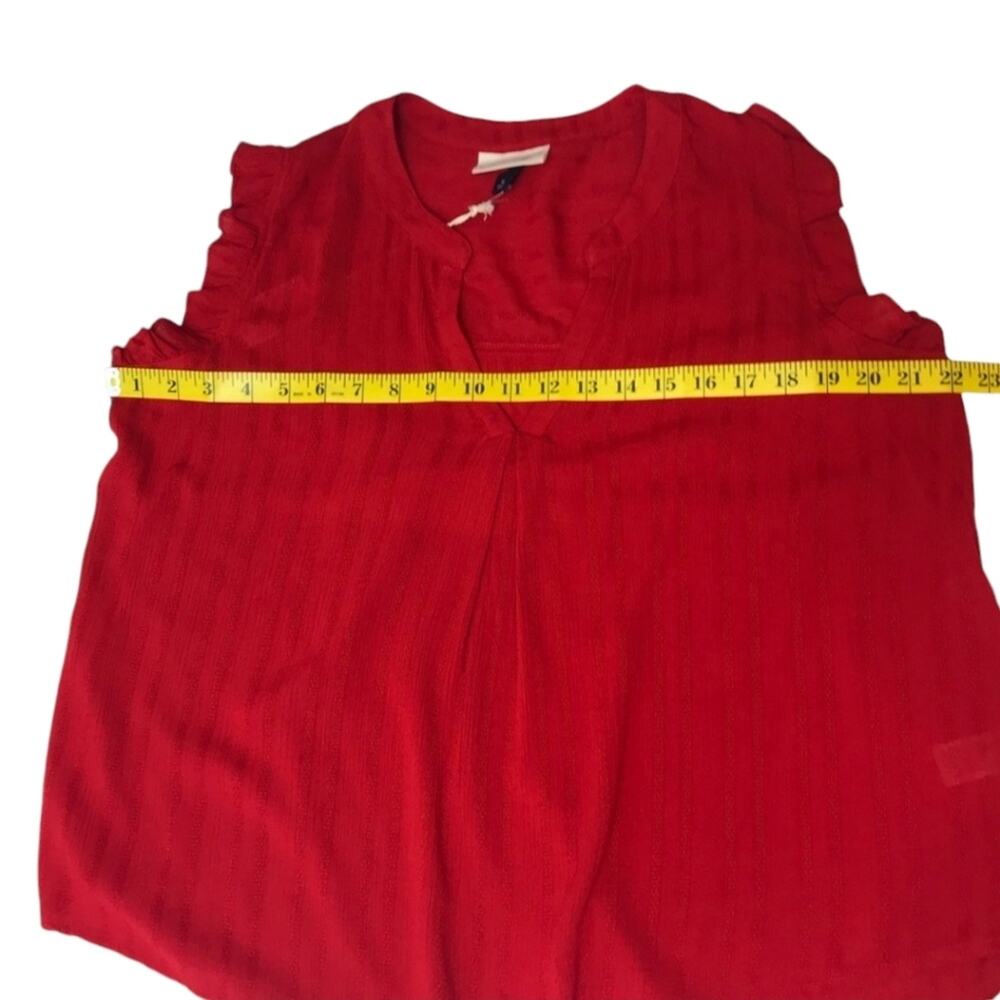 Universal Thread Ripe Red V Neck Ruffle Sleeve Blouse Medium - Picture 5 of 11
